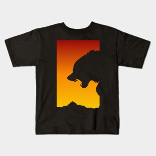 Sunset Snarling Wolf - Wolf Lover - Growling Wolf Aggressive Wolves Kids T-Shirt